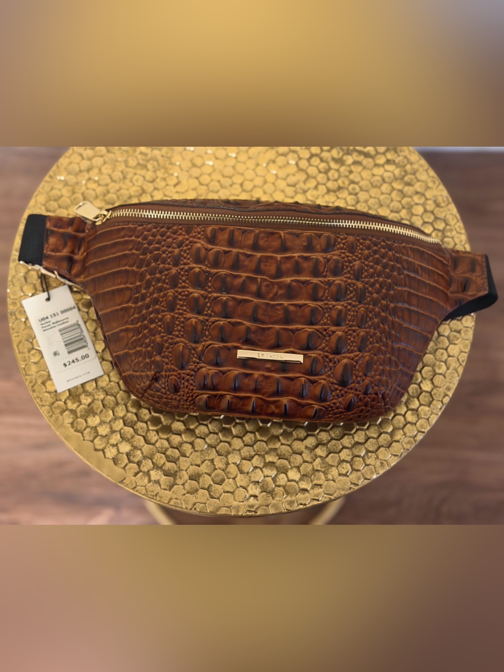 Brahmin  Pecan Melbourne Croc-Embossed Leather Crossbody Belt Bag
